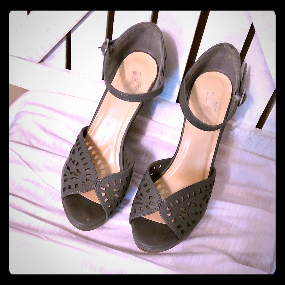Gray Wedge Sandals
